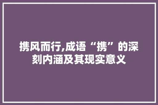 携风而行,成语“携”的深刻内涵及其现实意义