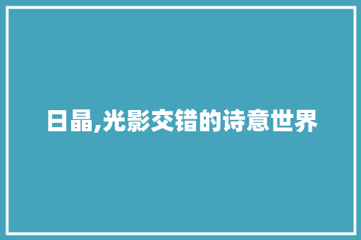 日晶,光影交错的诗意世界