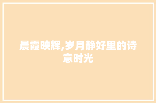晨霞映辉,岁月静好里的诗意时光
