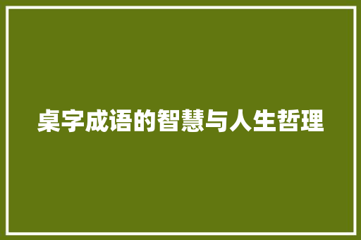 桌字成语的智慧与人生哲理