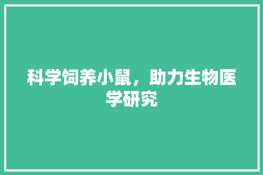 科学饲养小鼠，助力生物医学研究