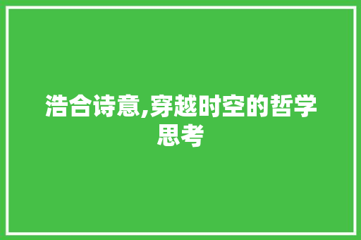 浩合诗意,穿越时空的哲学思考
