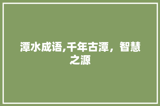 潭水成语,千年古潭，智慧之源