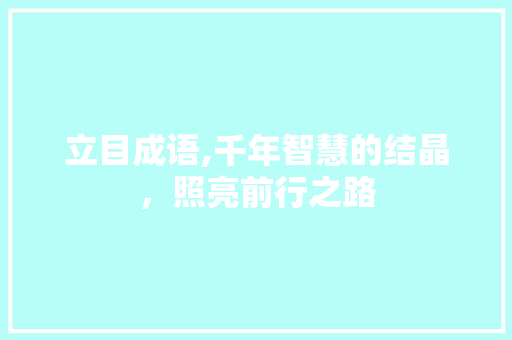 立目成语,千年智慧的结晶，照亮前行之路 成语汇编