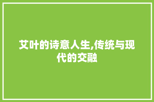 艾叶的诗意人生,传统与现代的交融