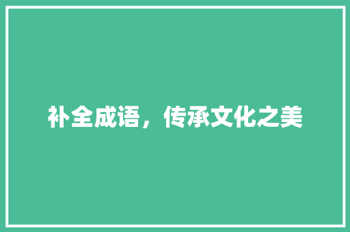 补全成语，传承文化之美