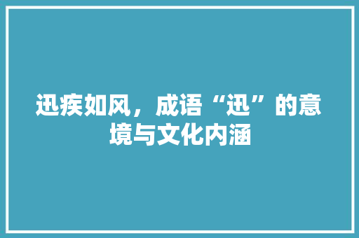 迅疾如风，成语“迅”的意境与文化内涵
