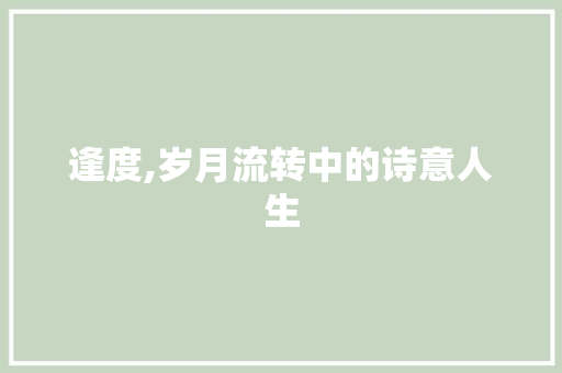 逢度,岁月流转中的诗意人生