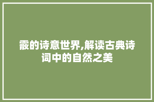 霰的诗意世界,解读古典诗词中的自然之美