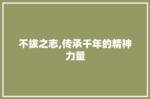 不拔之志,传承千年的精神力量