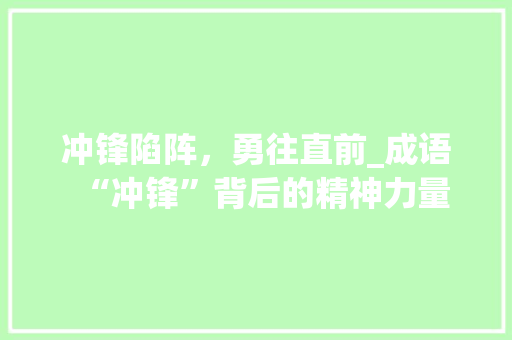 冲锋陷阵，勇往直前_成语“冲锋”背后的精神力量