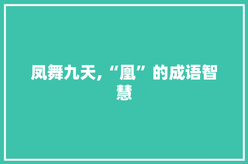 凤舞九天,“凰”的成语智慧