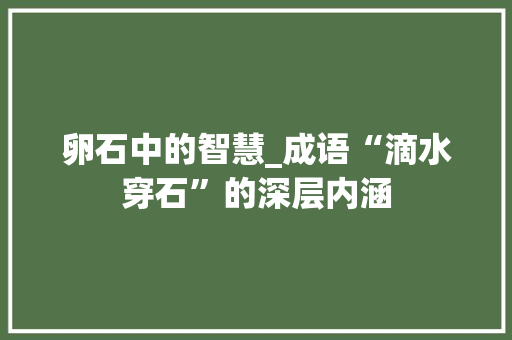 卵石中的智慧_成语“滴水穿石”的深层内涵