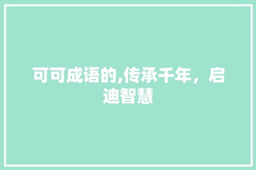 可可成语的,传承千年，启迪智慧