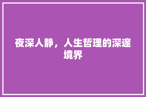 夜深人静，人生哲理的深邃境界