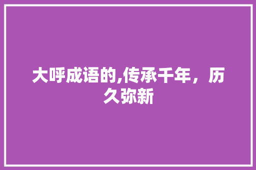 大呼成语的,传承千年，历久弥新 近义词汇