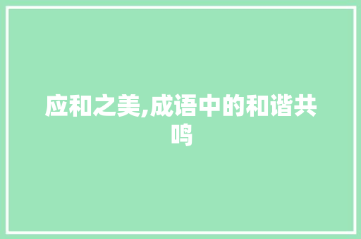 应和之美,成语中的和谐共鸣