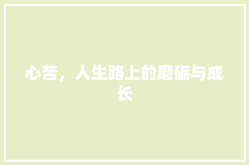心苦，人生路上的磨砺与成长