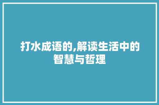 打水成语的,解读生活中的智慧与哲理