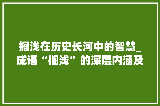 搁浅在历史长河中的智慧_成语“搁浅”的深层内涵及其启示
