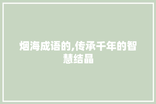 烟海成语的,传承千年的智慧结晶