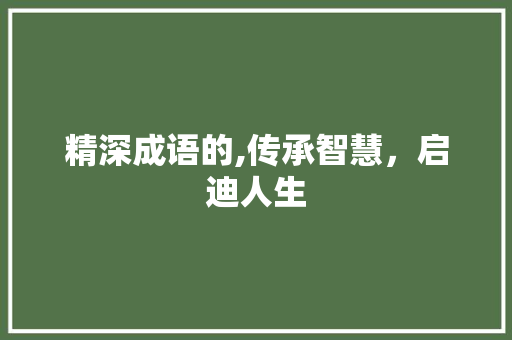 精深成语的,传承智慧，启迪人生