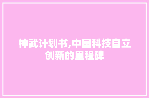 神武计划书,中国科技自立创新的里程碑