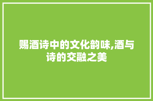赐酒诗中的文化韵味,酒与诗的交融之美 短语