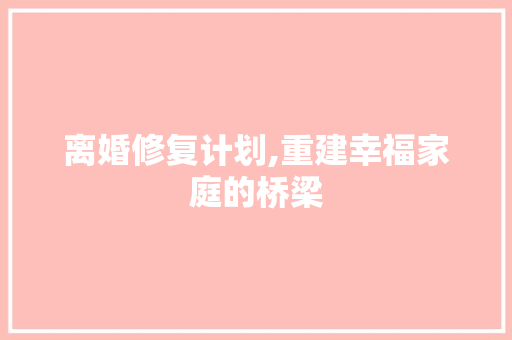 离婚修复计划,重建幸福家庭的桥梁