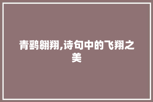 青鹞翱翔,诗句中的飞翔之美