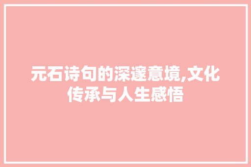 元石诗句的深邃意境,文化传承与人生感悟