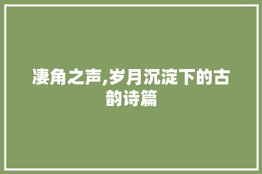 凄角之声,岁月沉淀下的古韵诗篇 诗词佳句