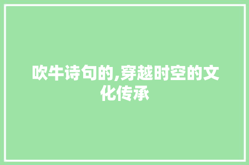 吹牛诗句的,穿越时空的文化传承