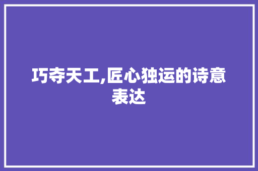 巧夺天工,匠心独运的诗意表达