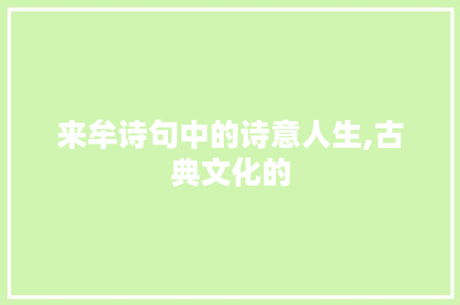 来牟诗句中的诗意人生,古典文化的