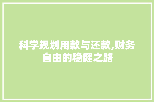 科学规划用款与还款,财务自由的稳健之路
