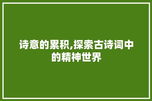 诗意的累积,探索古诗词中的精神世界