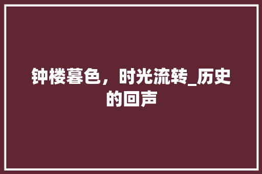 钟楼暮色，时光流转_历史的回声