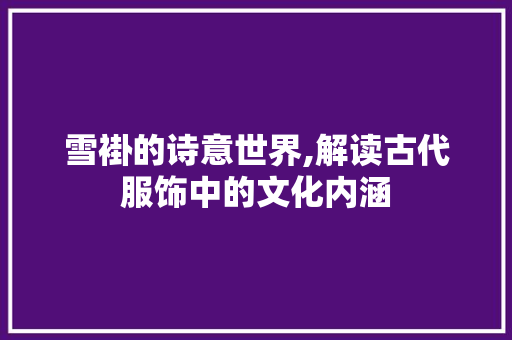 雪褂的诗意世界,解读古代服饰中的文化内涵