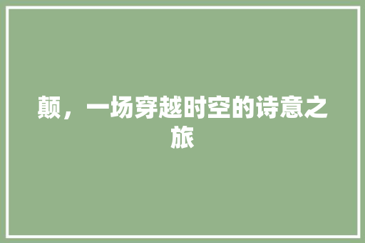 颠，一场穿越时空的诗意之旅
