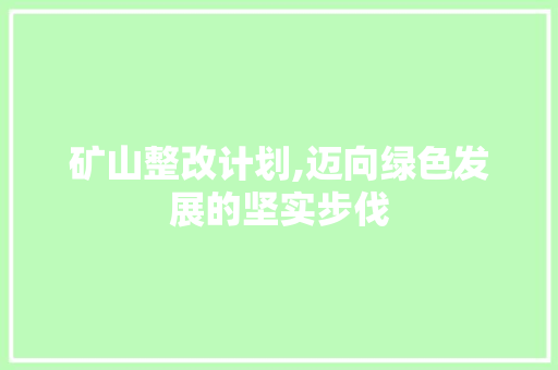 矿山整改计划,迈向绿色发展的坚实步伐