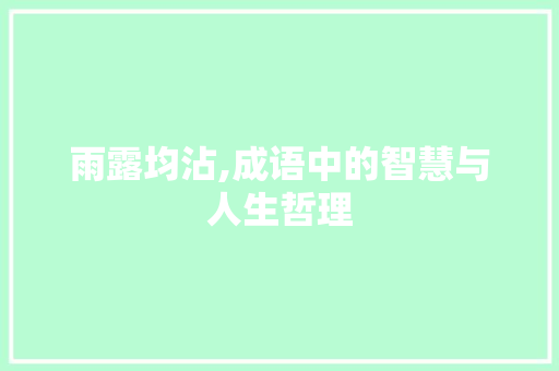 雨露均沾,成语中的智慧与人生哲理 近义词汇