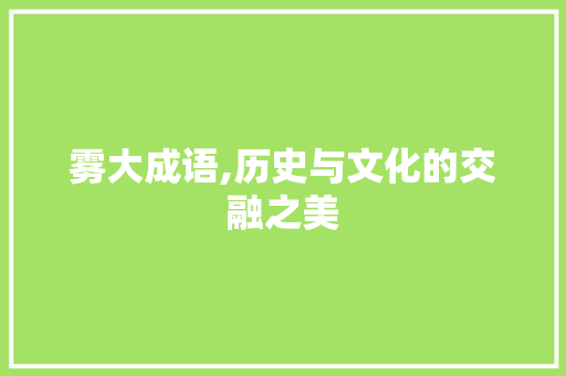 雾大成语,历史与文化的交融之美 问答
