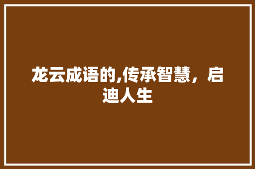 龙云成语的,传承智慧，启迪人生