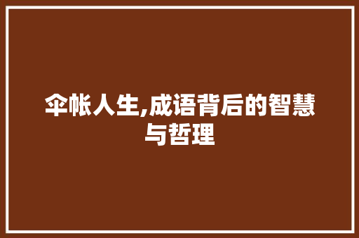 伞帐人生,成语背后的智慧与哲理