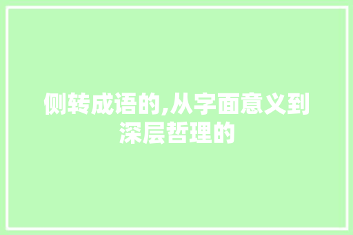 侧转成语的,从字面意义到深层哲理的