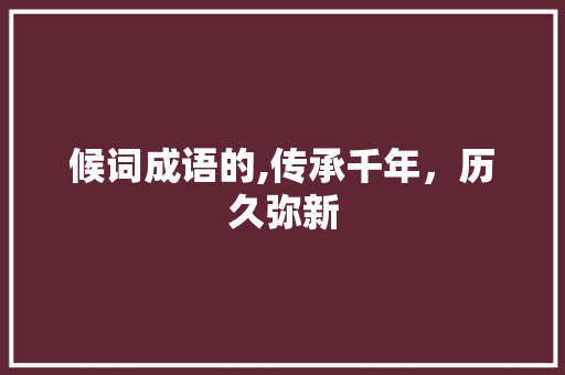 候词成语的,传承千年，历久弥新 英语单词