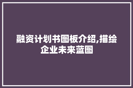 融资计划书图板介绍,描绘企业未来蓝图