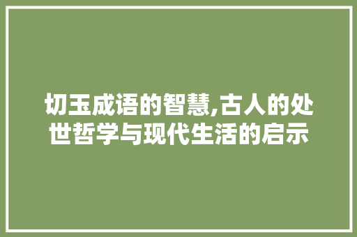 切玉成语的智慧,古人的处世哲学与现代生活的启示