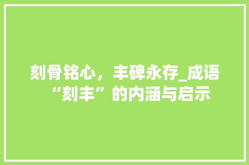 刻骨铭心，丰碑永存_成语“刻丰”的内涵与启示